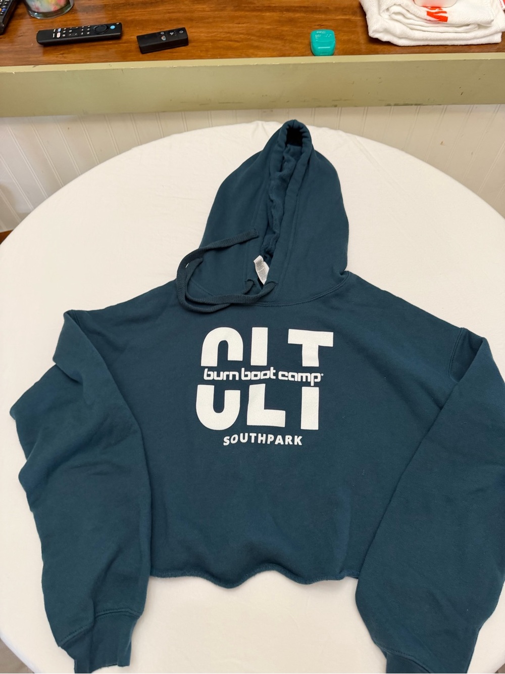 Teal Cropped Hoodie